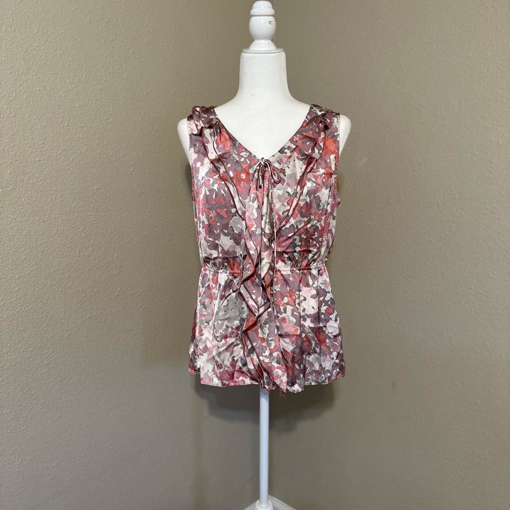 Banana Republic Pink Print Blouse Size: Large - Picture 2 of 6